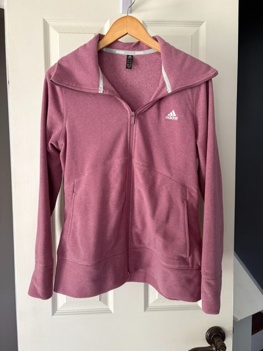 Adidas Golf Women’s Large Mauve Pink Full Zip Jacket Oversized Collar